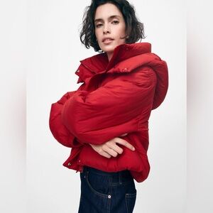 NWT GAP Women's Red Cropped Puffer Jacket XS